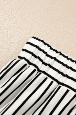 Online Dear-Lover V Neck Tee and Casual Short Set Black Stripe