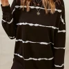Outlet Dear-Lover Striped Abstract Long Sleeve Casual Sweatshirt Black