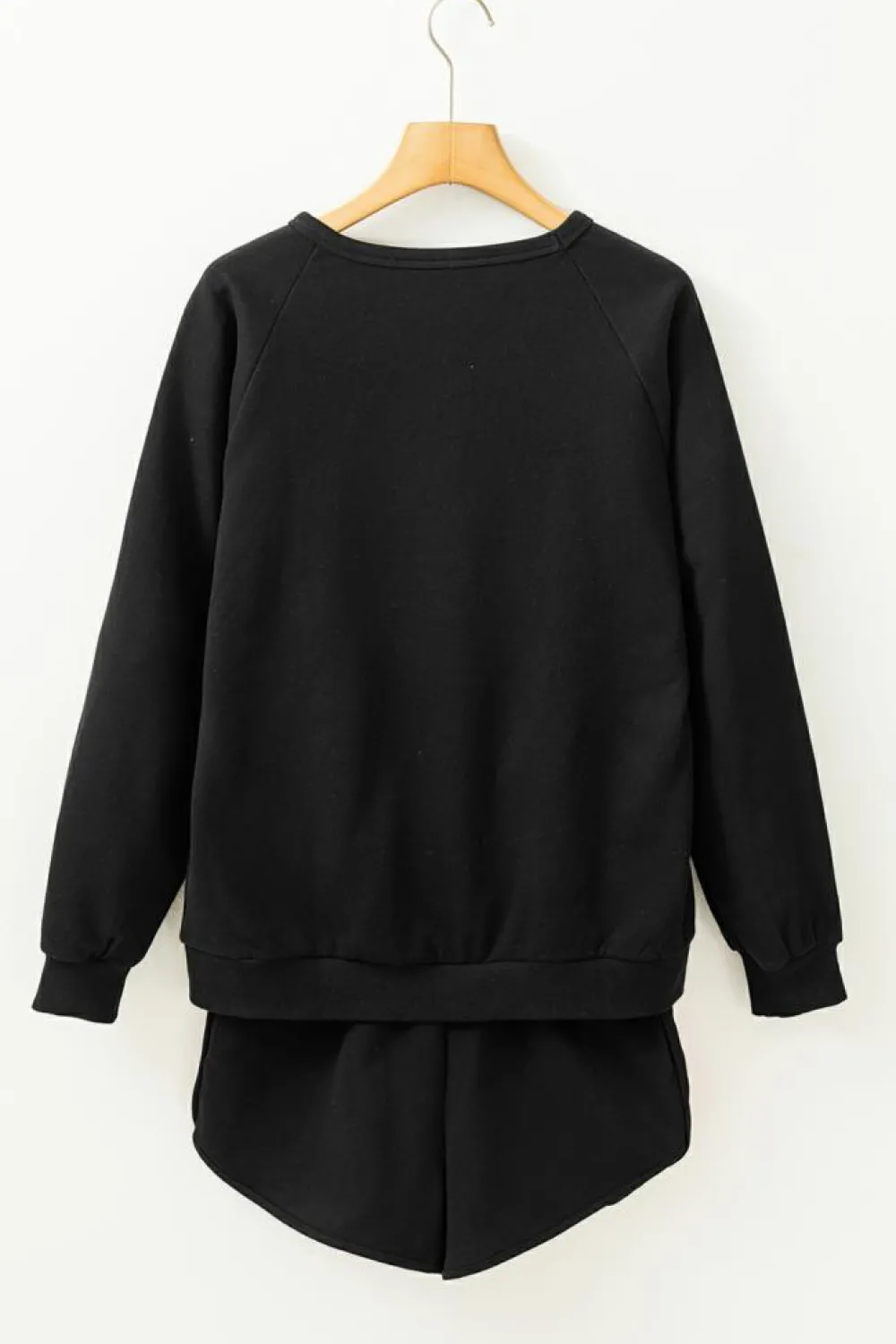 Clearance Dear-Lover Striped Accent Pullover and Shorts Two Piece Casual Set Black
