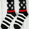 Outlet Dear-Lover Striped and Star Pattern Soft Tube Socks Black