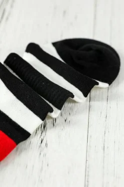 Outlet Dear-Lover Striped and Star Pattern Soft Tube Socks Black