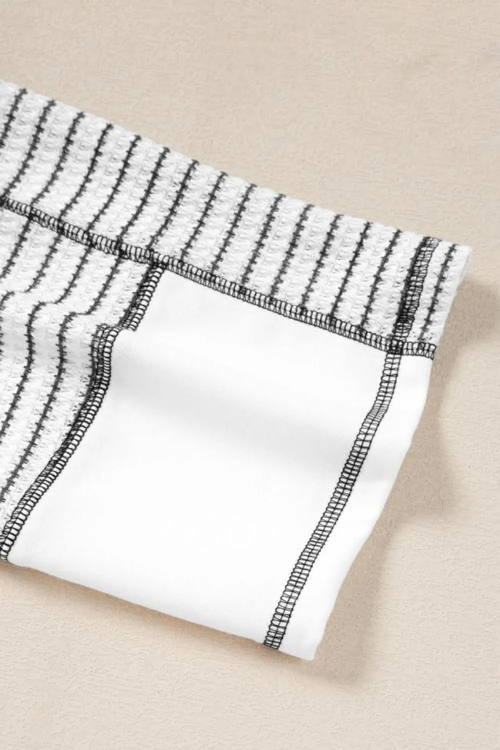 Fashion Dear-Lover Striped Bracelet Sleeve Raglan Patchwork Top Black