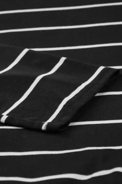 Discount Dear-Lover Striped Casual Slit Long Dress Black