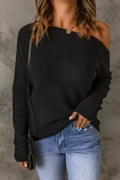 Discount Dear-Lover Striped Long Sleeve Knit Sweater Black