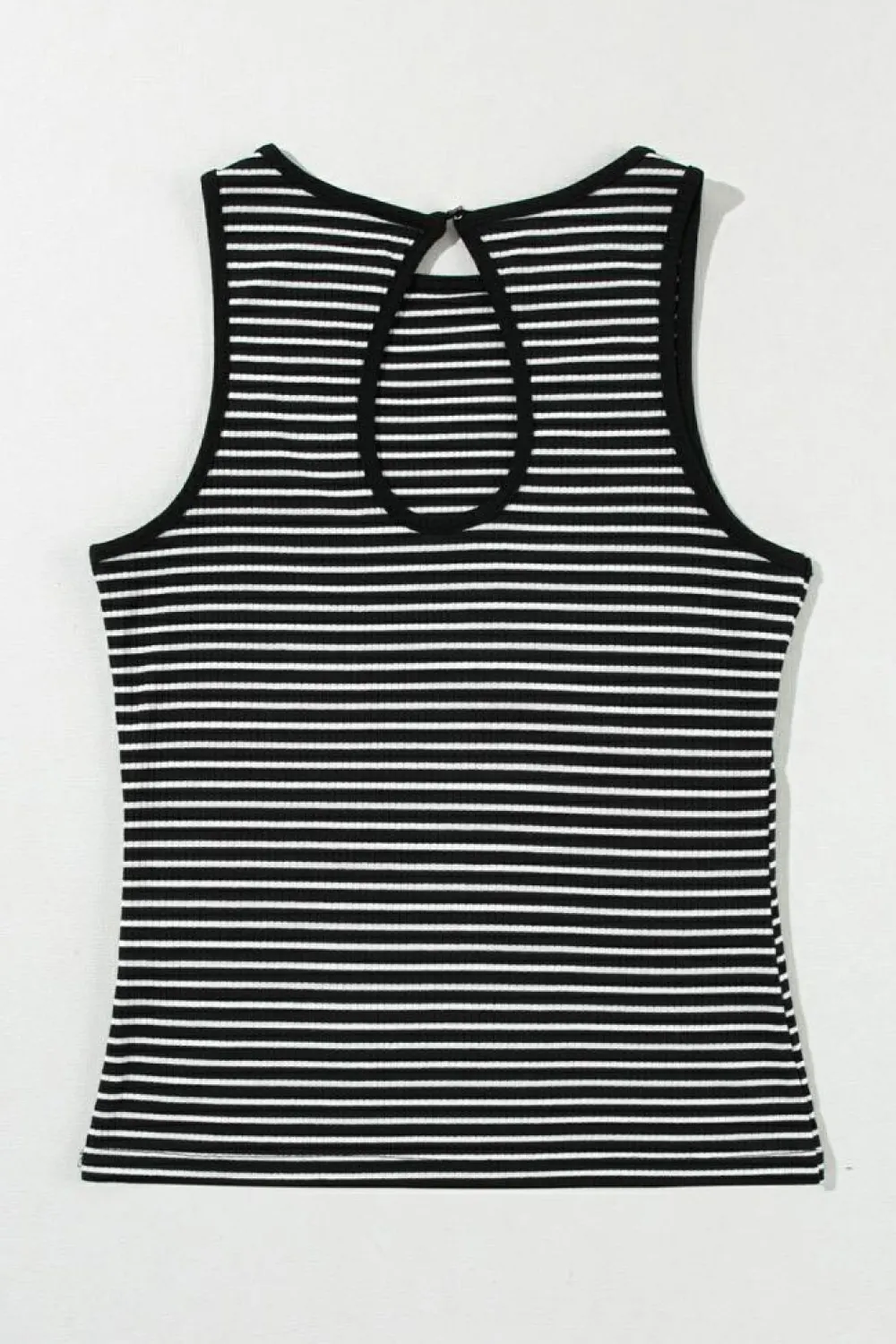 Online Dear-Lover Striped Print Ribbed Knit Sleeveless Top Black