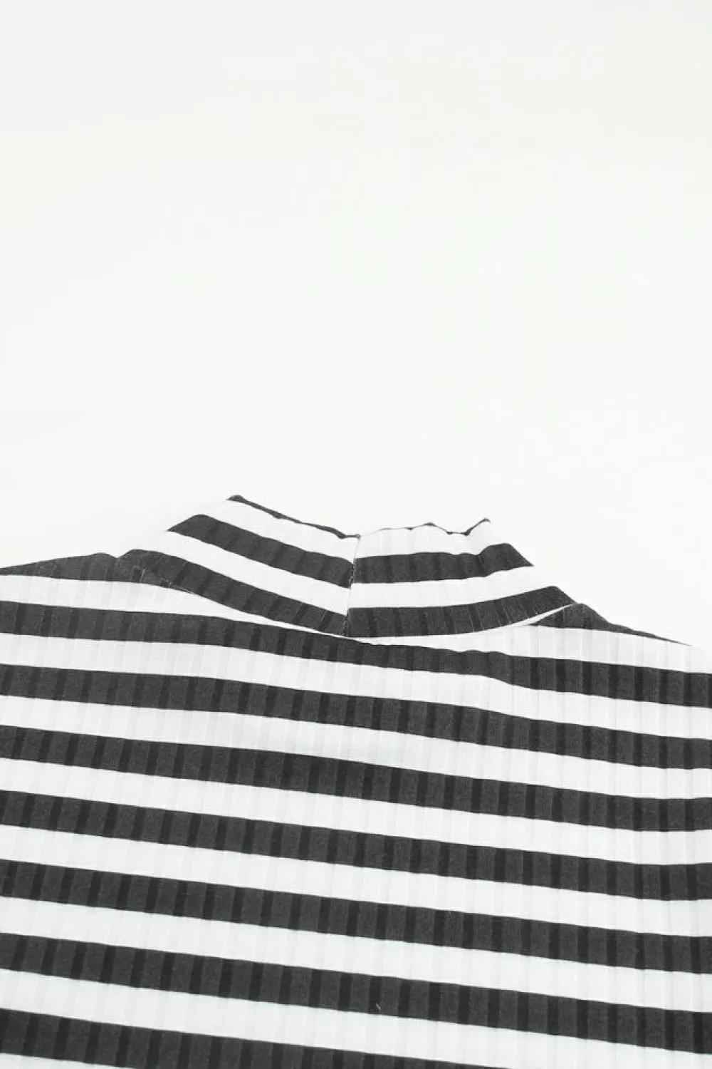 Sale Dear-Lover Striped Print Textured Knit Long Sleeve Tee Black