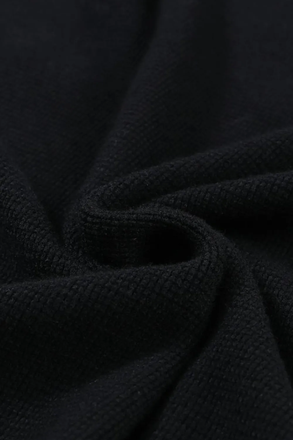 Fashion Dear-Lover Striped Sleeve Plain Knit Sweater Black