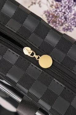 New Dear-Lover Stylish Checkered PVC Clear Cosmetic Bag Black