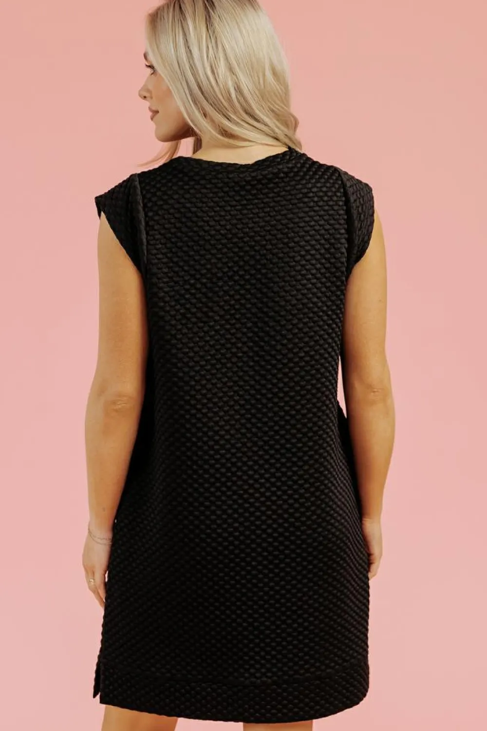 Outlet Dear-Lover Textured Cap Sleeve T-shirt Shift Mini Dress Black