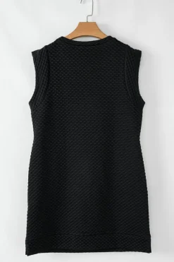 Outlet Dear-Lover Textured Cap Sleeve T-shirt Shift Mini Dress Black