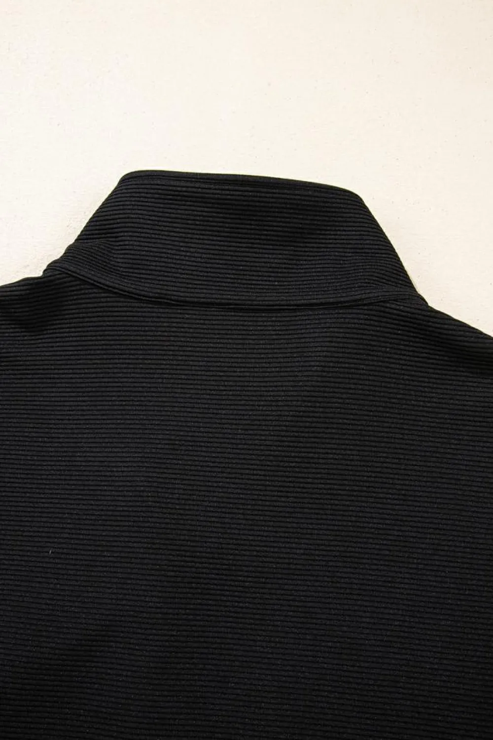 Clearance Dear-Lover Textured Half Zip Kangaroo Pocket Top Drawstring Shorts Set Black