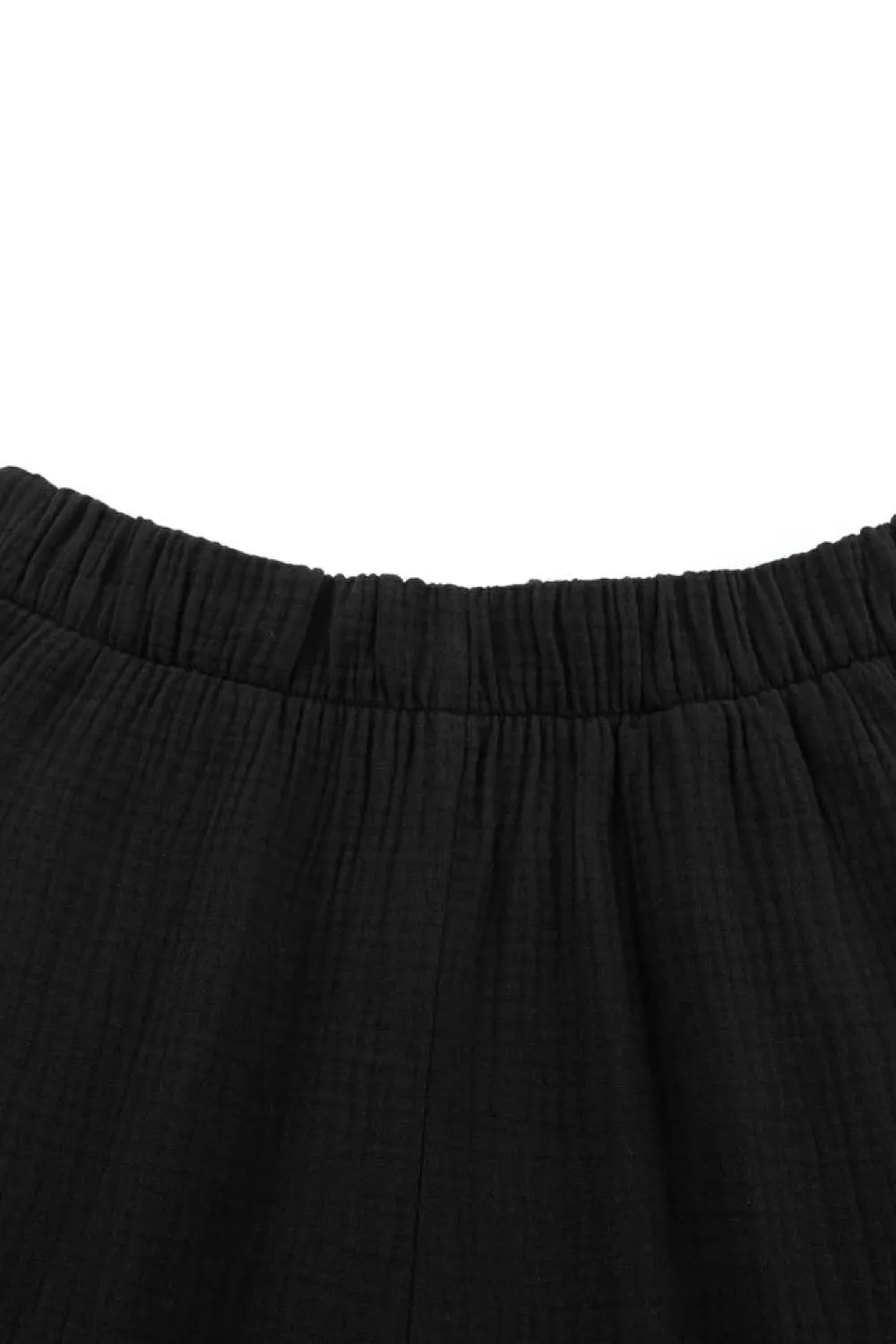 Clearance Dear-Lover Textured High Waist Ruffled Bell Bottom Pants Black