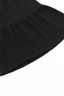 Clearance Dear-Lover Textured High Waist Ruffled Bell Bottom Pants Black