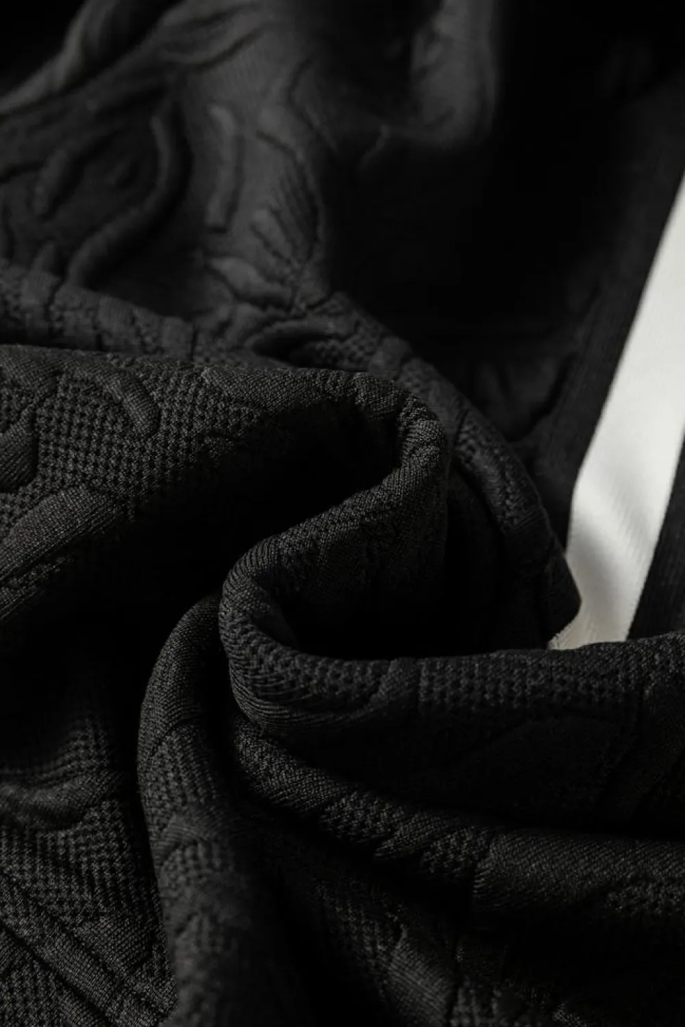 Outlet Dear-Lover Textured Jacquard Quarter Zip Top and Crop Pants Set Black
