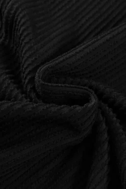 New Dear-Lover Textured Knit Exposed Stitching T-shirt Black