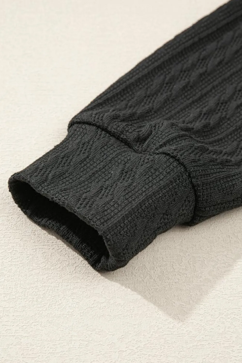 New Dear-Lover Textured Knit Side Pockets Open Front Cardigan Black