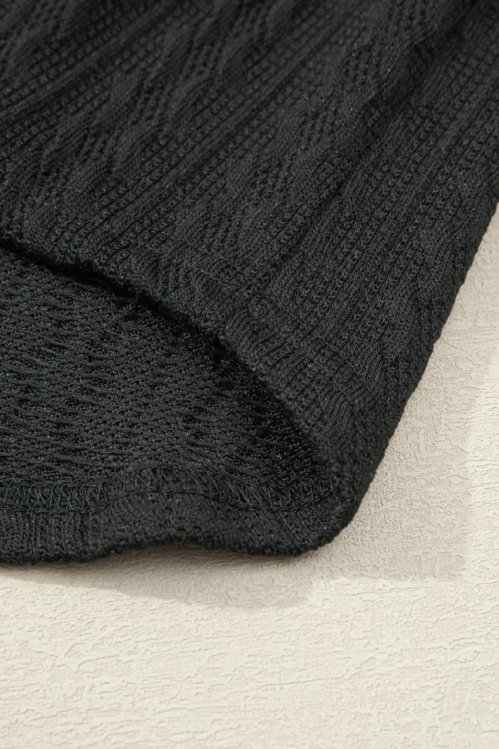 New Dear-Lover Textured Knit Side Pockets Open Front Cardigan Black