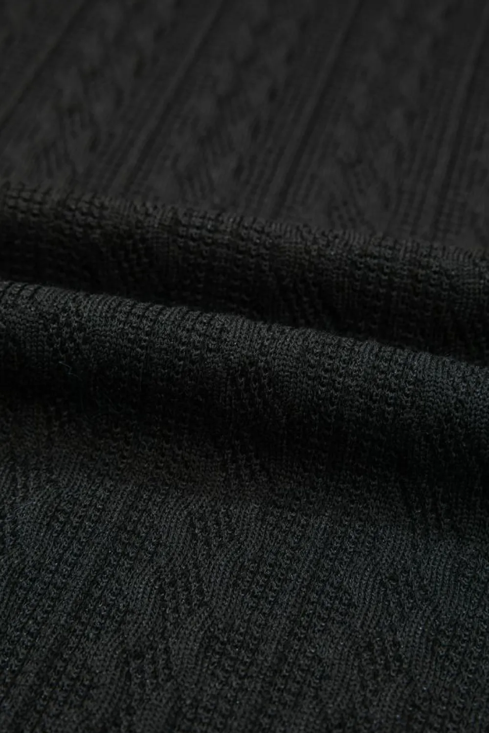 New Dear-Lover Textured Knit Side Pockets Open Front Cardigan Black