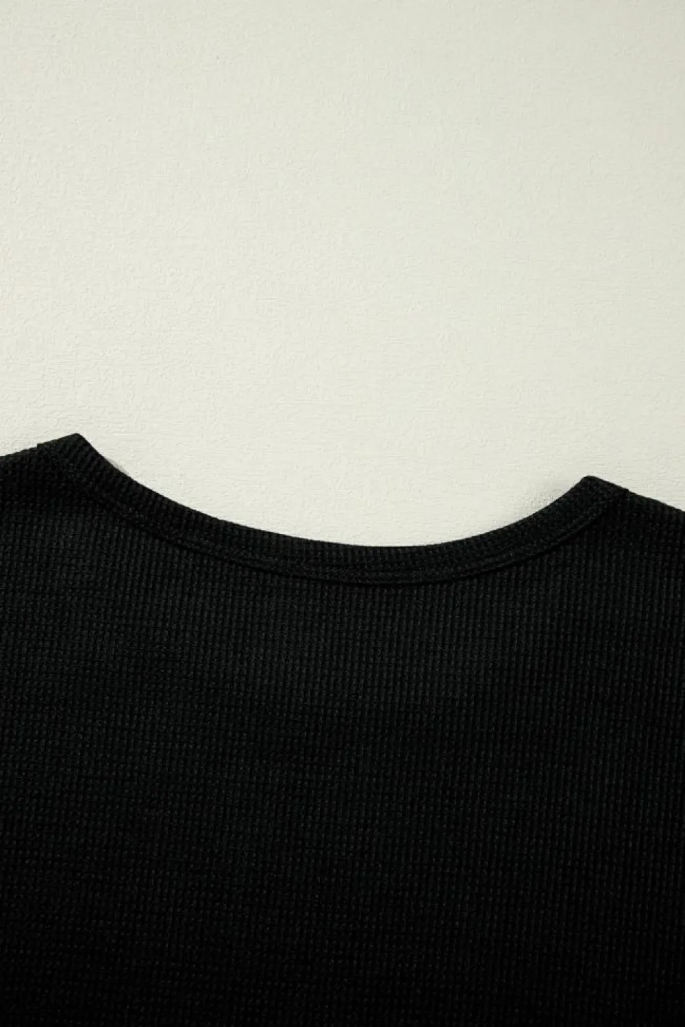 New Dear-Lover Textured Long Sleeve T Shirt and Pants Lounge Set Black