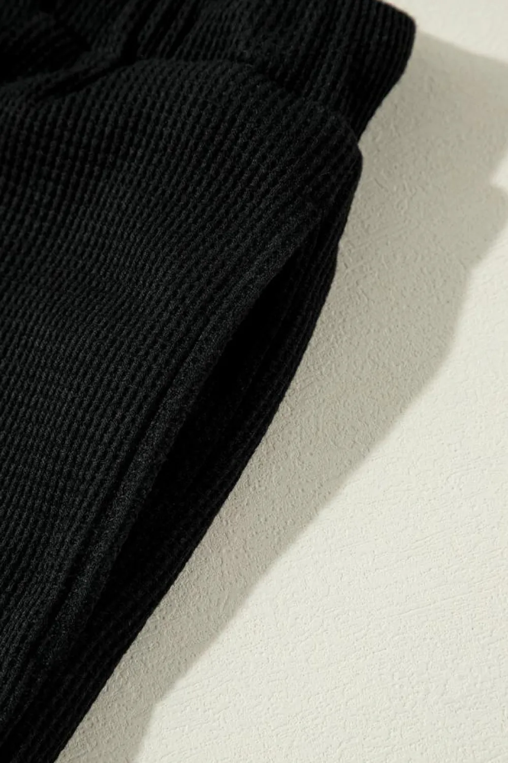 New Dear-Lover Textured Long Sleeve T Shirt and Pants Lounge Set Black