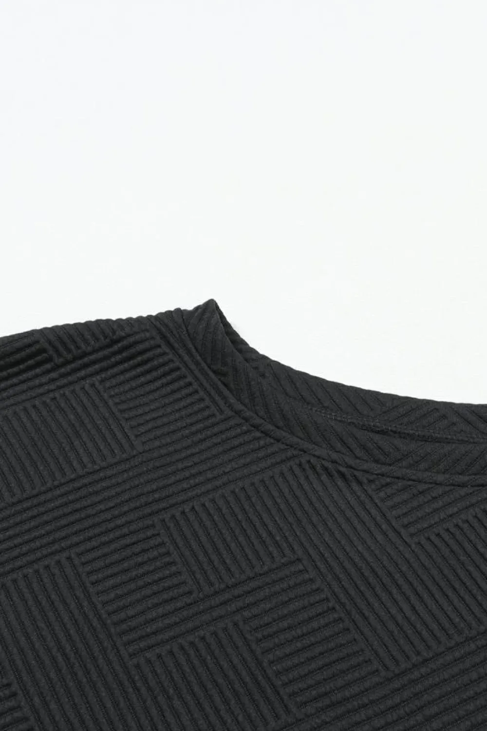 New Dear-Lover Textured Long Sleeve Top and Drawstring Shorts Set Black