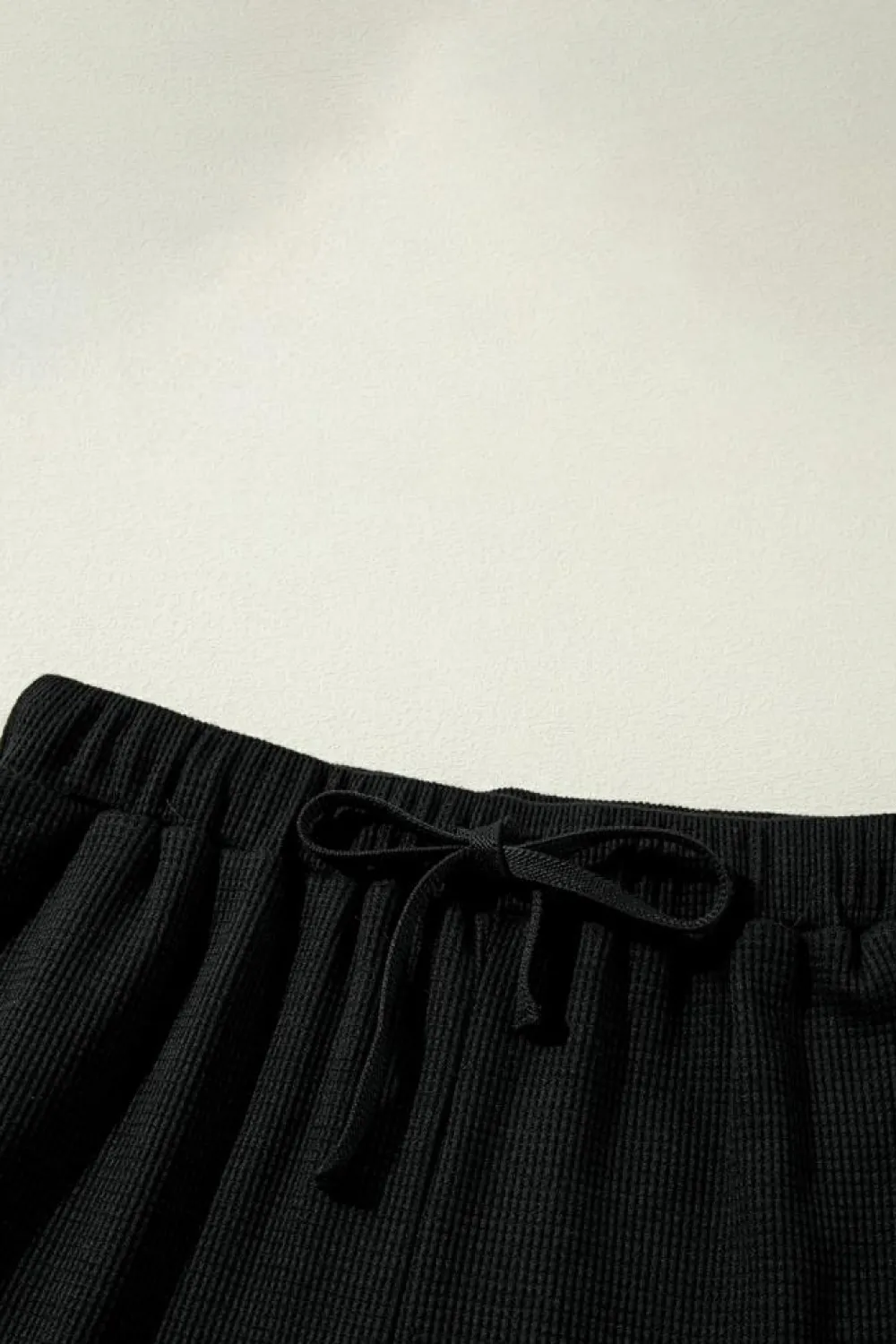 New Dear-Lover Textured Long Sleeve T Shirt and Pants Lounge Set Black