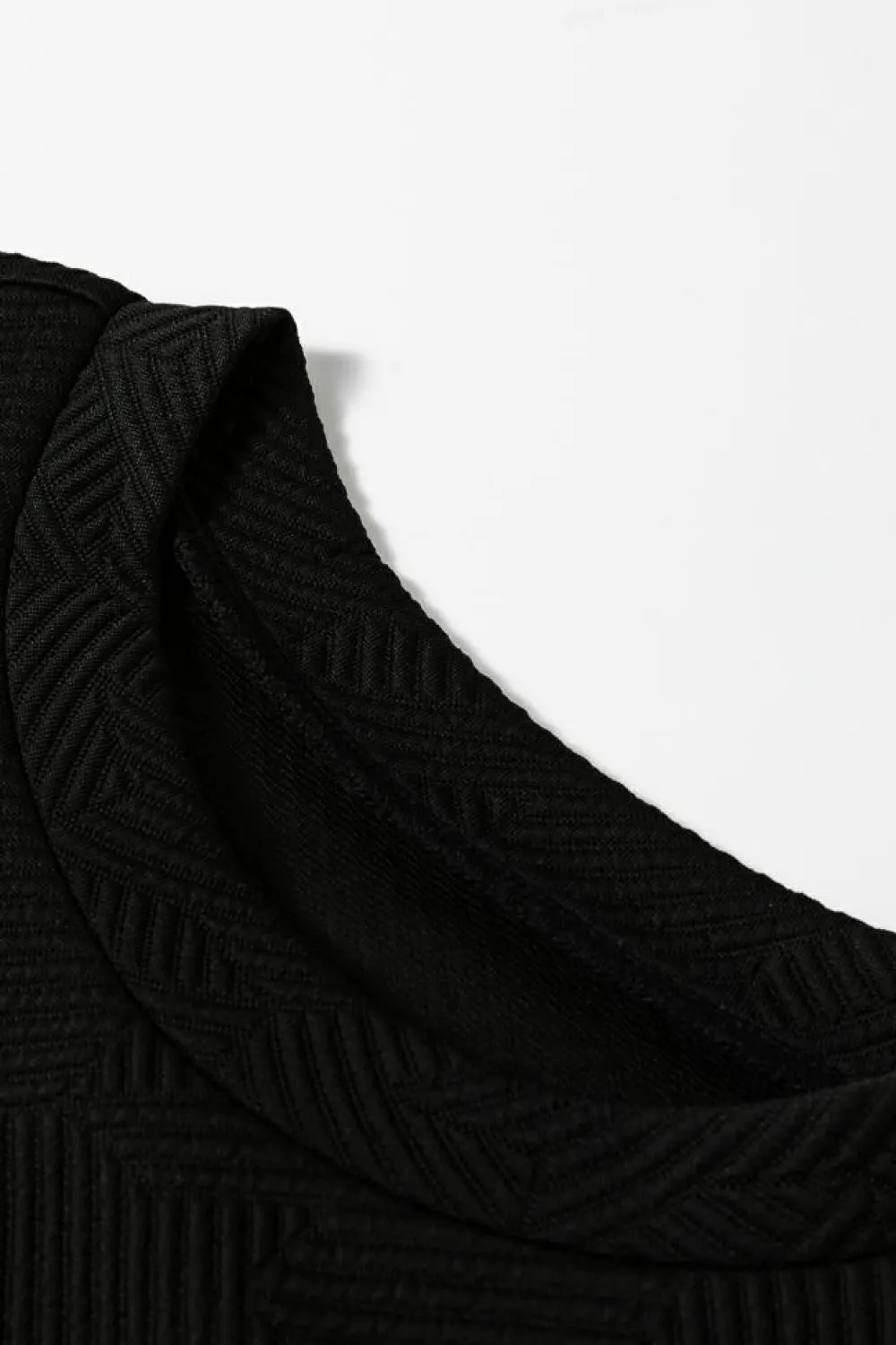 Clearance Dear-Lover Textured Puff Sleeve Top and Pants Set Black