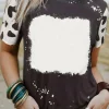 Discount Dear-Lover Tie Dye Bleached Crew Neck Short Sleeves T-shirt Black