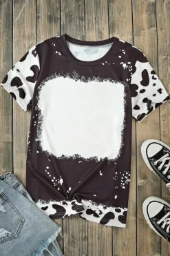 Discount Dear-Lover Tie Dye Bleached Crew Neck Short Sleeves T-shirt Black