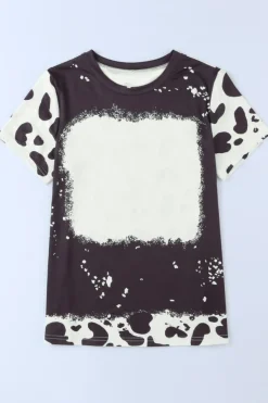 Discount Dear-Lover Tie Dye Bleached Crew Neck Short Sleeves T-shirt Black