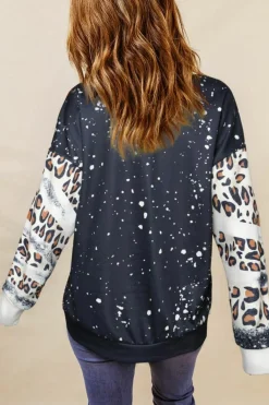 New Dear-Lover Tie Dye Leopard Drop Shoulder Sweatshirt Black
