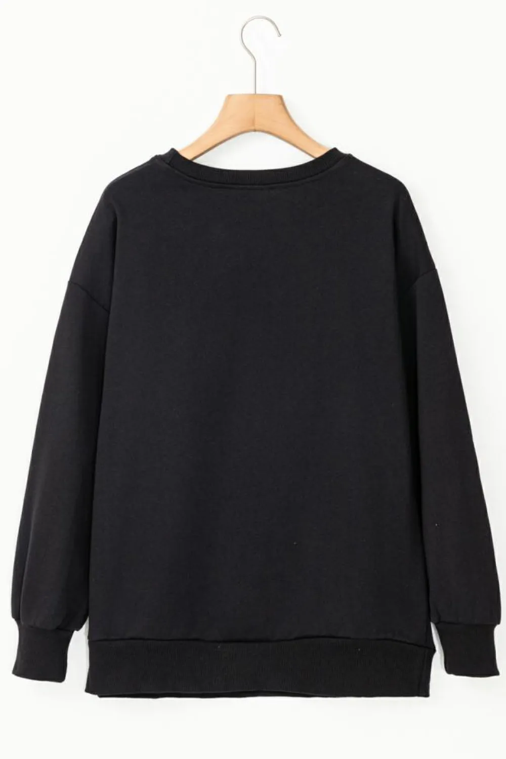 New Dear-Lover Tinsel Game Day Drop Shoulder Graphic Sweatshirt Black