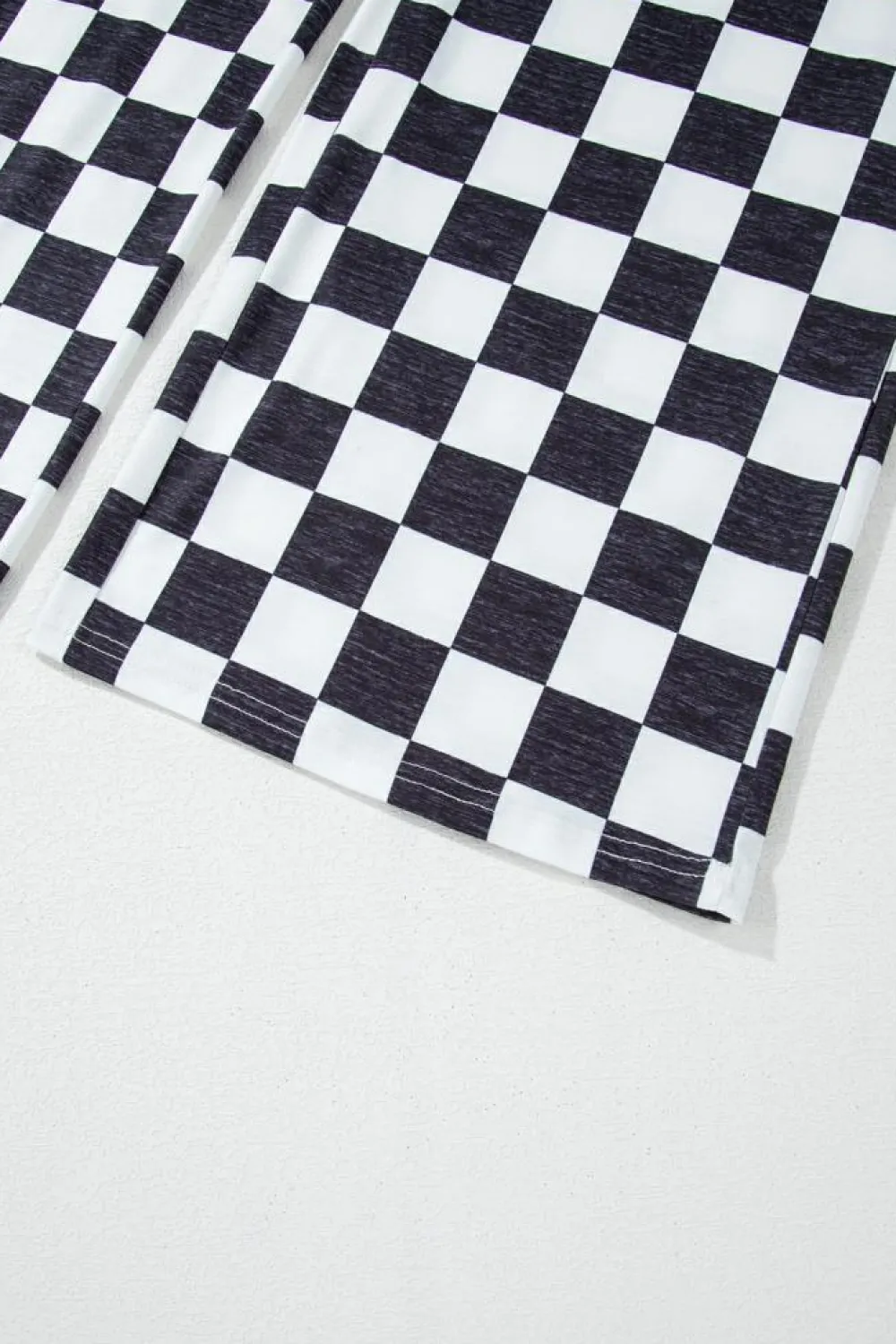 Hot Dear-Lover 2-Tone Checked Print High Waist Wide Leg Pants Black