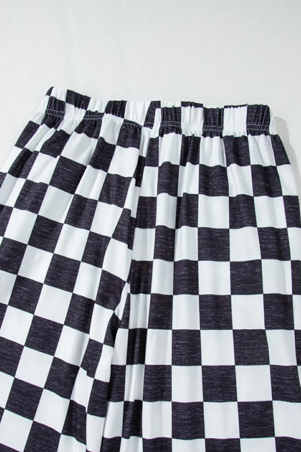 Hot Dear-Lover 2-Tone Checked Print High Waist Wide Leg Pants Black