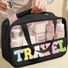 Sale Dear-Lover TRAVEL Chenille Letter Clear PVC Makeup Bag Black
