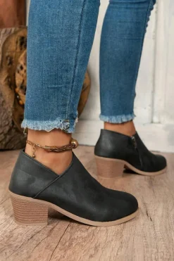 Clearance Dear-Lover Tulip Opening Suede Ankle Boots Black