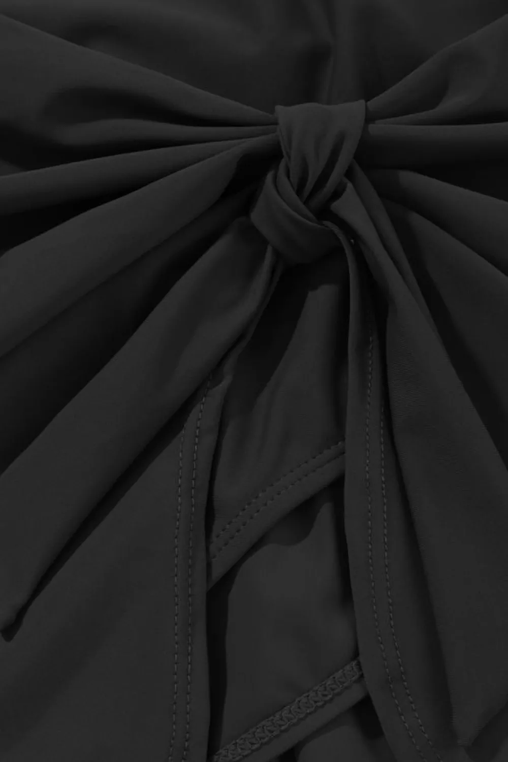 Online Dear-Lover U Neck Adjustable Straps Knotted Skirt Patchwork One Piece Swimsuit Black