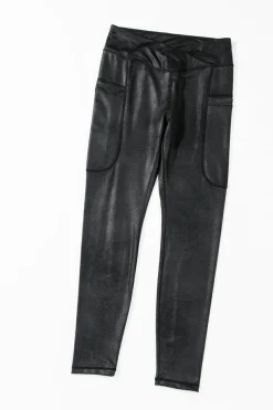 Hot Dear-Lover V Crossover High Waist Pocketed Leggings Black