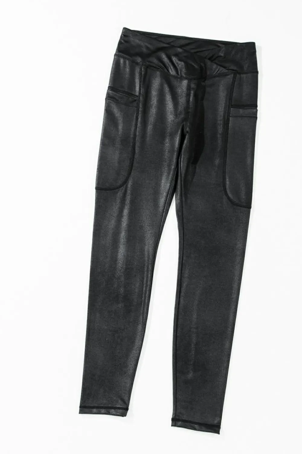 Hot Dear-Lover V Crossover High Waist Pocketed Leggings Black