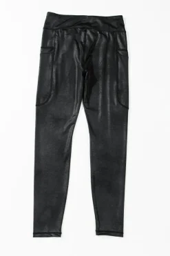 Hot Dear-Lover V Crossover High Waist Pocketed Leggings Black