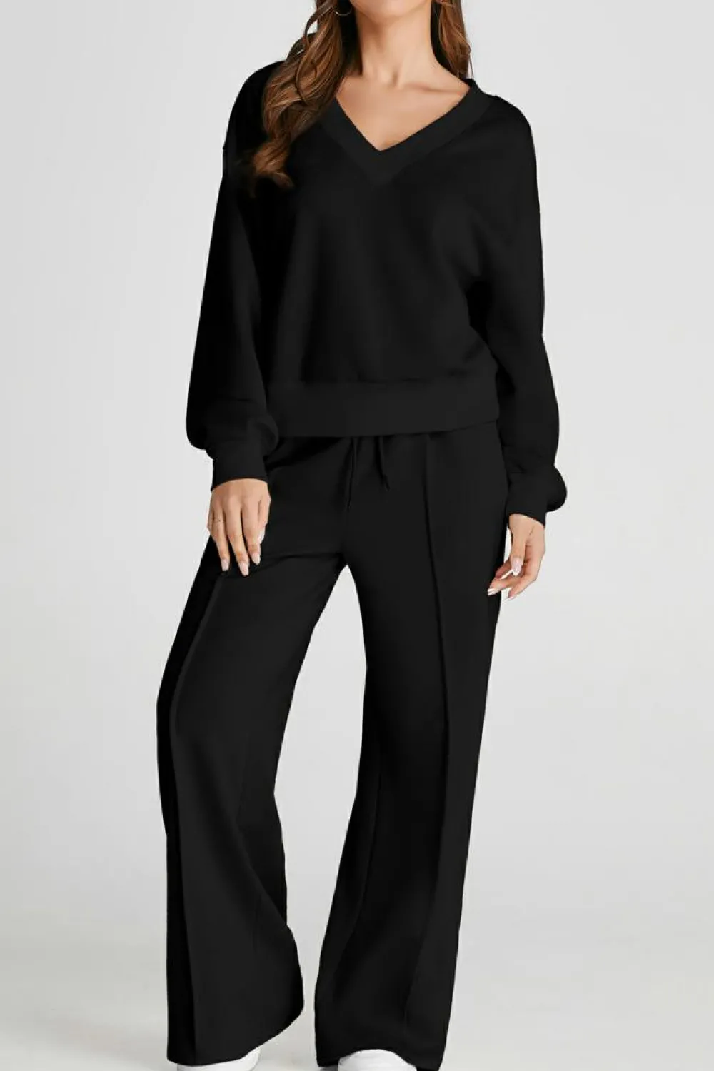 Online Dear-Lover V Neck Cropped Seamed High Waist Sports Wear Black