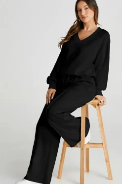 Online Dear-Lover V Neck Cropped Seamed High Waist Sports Wear Black