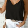 Best Dear-Lover V Neck Knotted Shoulder Vest Black