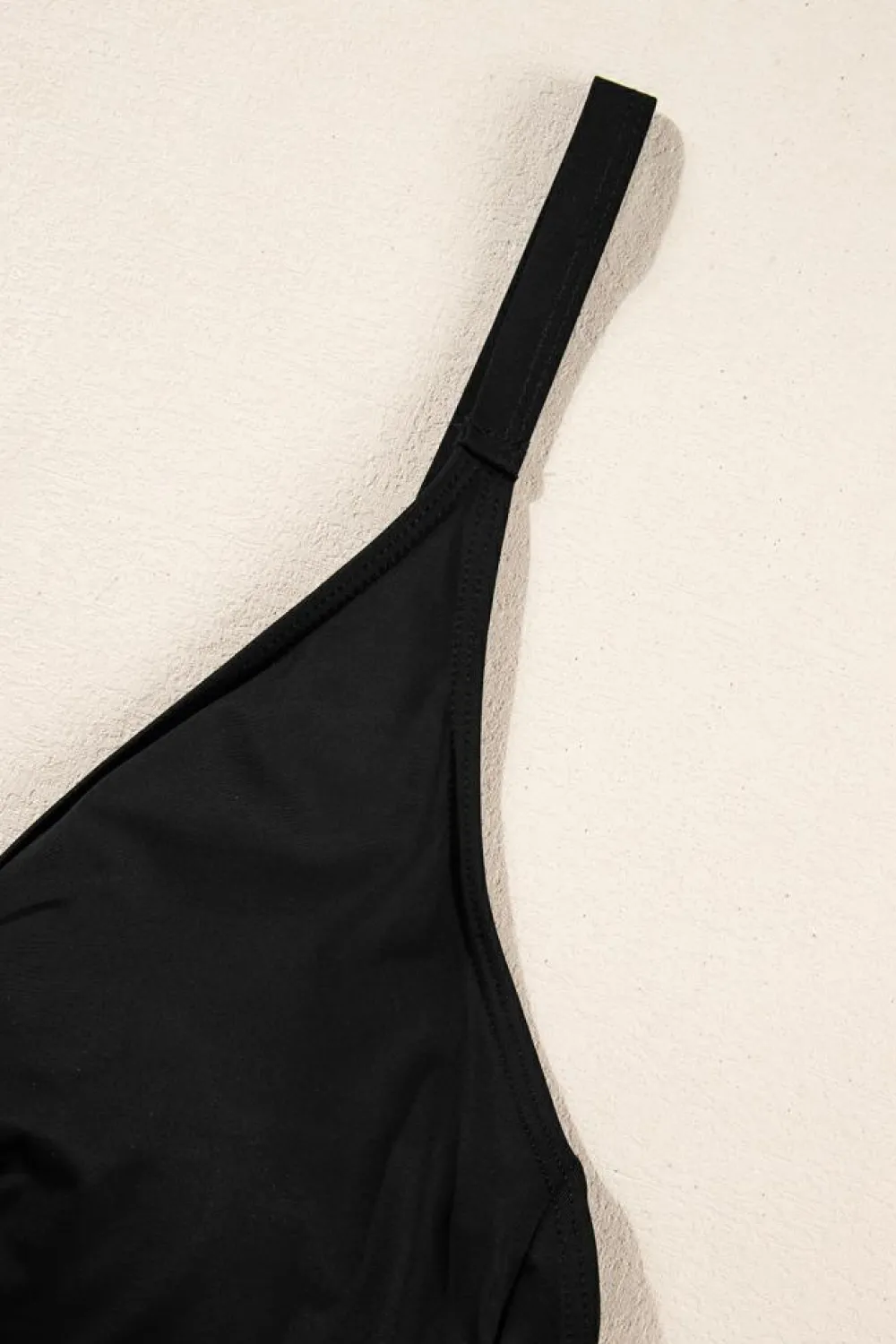 New Dear-Lover V Neck Twist Ruched Crisscross Backless One-Piece Swimsuit Black