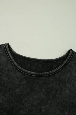 Clearance Dear-Lover Varsity Stripe Half Sleeve Vintage Tee Black