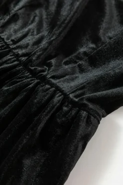Clearance Dear-Lover Velvet Square Neck Sleeveless High Waist Mini Dress with Pockets Black