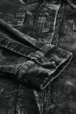Hot Dear-Lover Vintage Distressed Mineral Wash Oversized Shacket Black