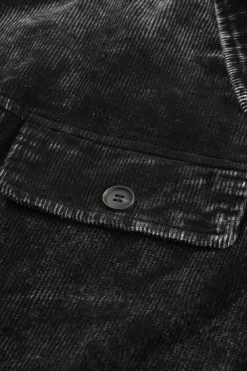 Hot Dear-Lover Vintage Distressed Mineral Wash Oversized Shacket Black