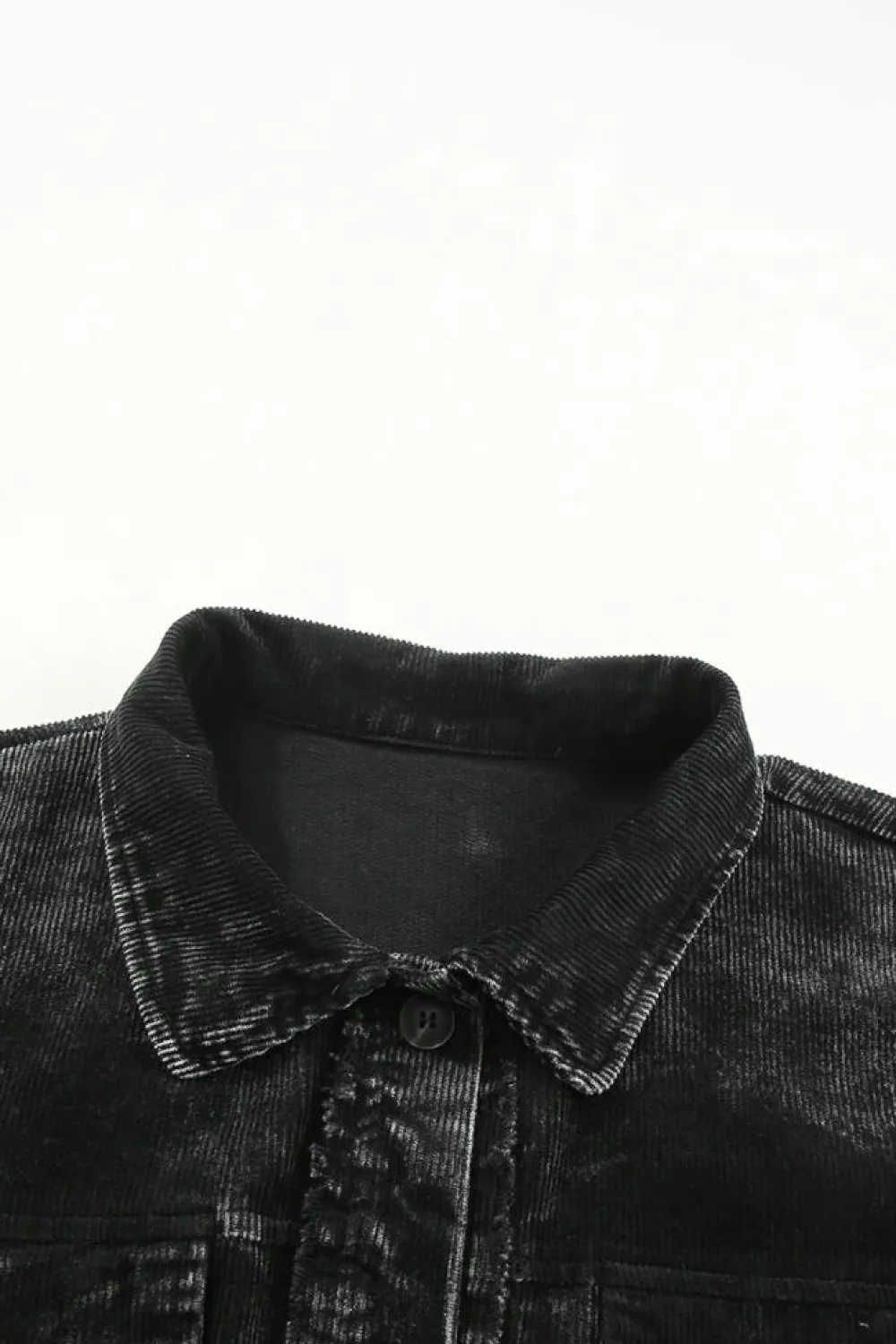 Hot Dear-Lover Vintage Distressed Mineral Wash Oversized Shacket Black