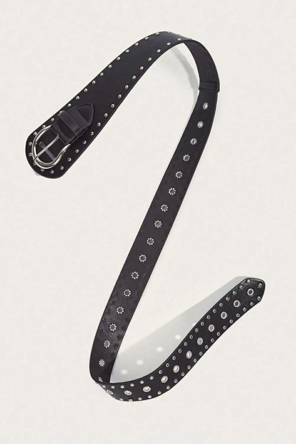 Fashion Dear-Lover Vintage Studded PU Leather Wide Waist Belt Black